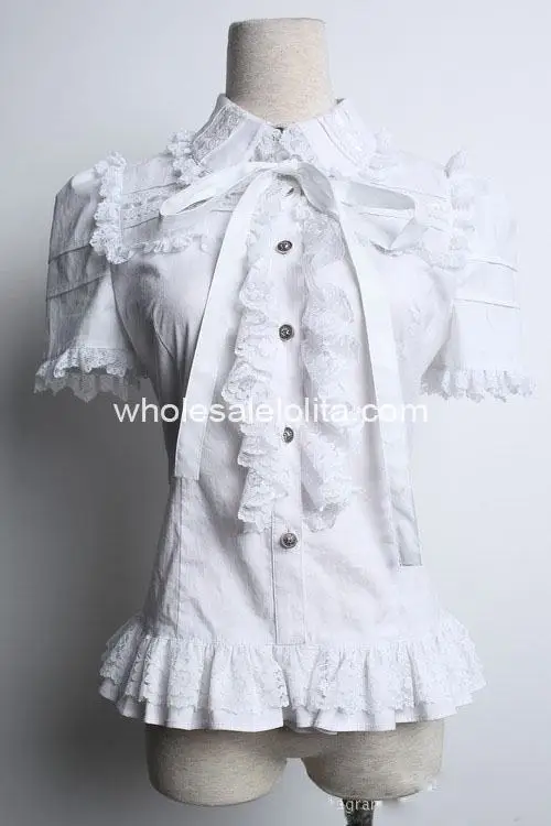 

Custom Made Blouse Cool White Gothic Lolita Blouse Sweet Lace Lolita Shirt Gothic Blouse
