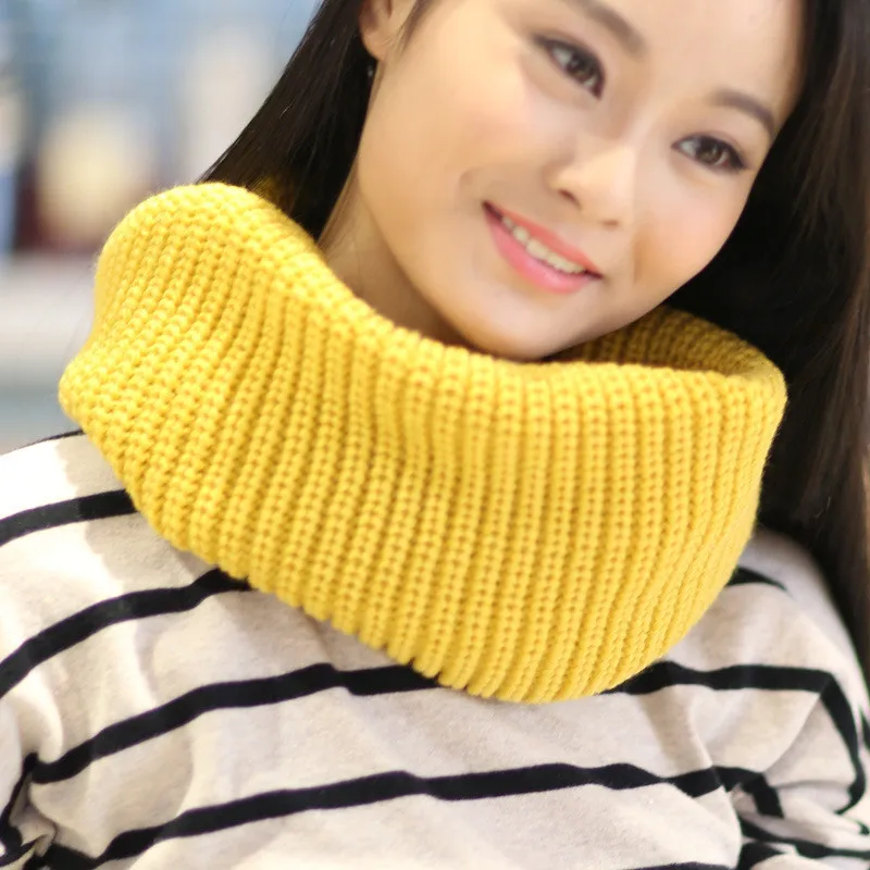 Новинка 2018 трикотажный зимний шарф для женщин Теплое кольцо модный однотонный