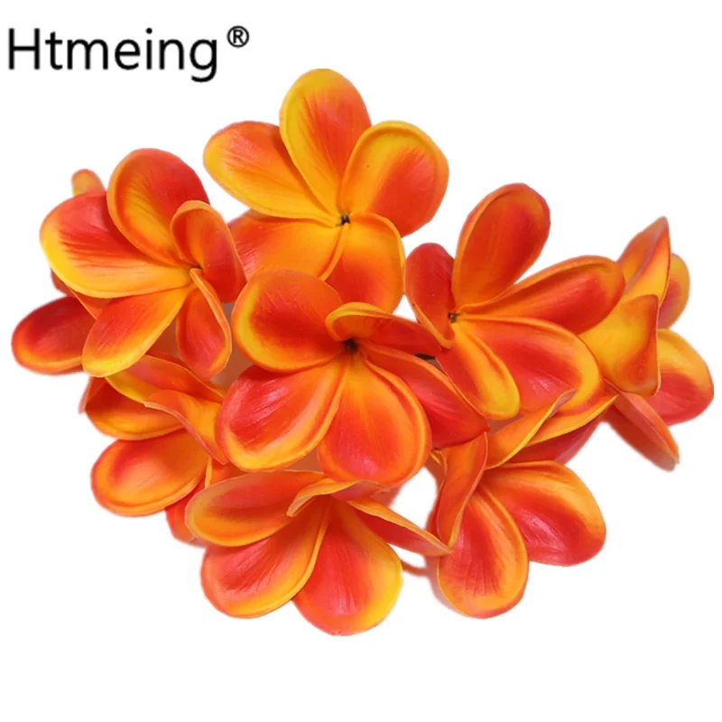 orange PU Плюмерия стебли натуральные реальные цветы для DIY украшения торта Шелковый Свадебный букет центральный - Цвет: orange