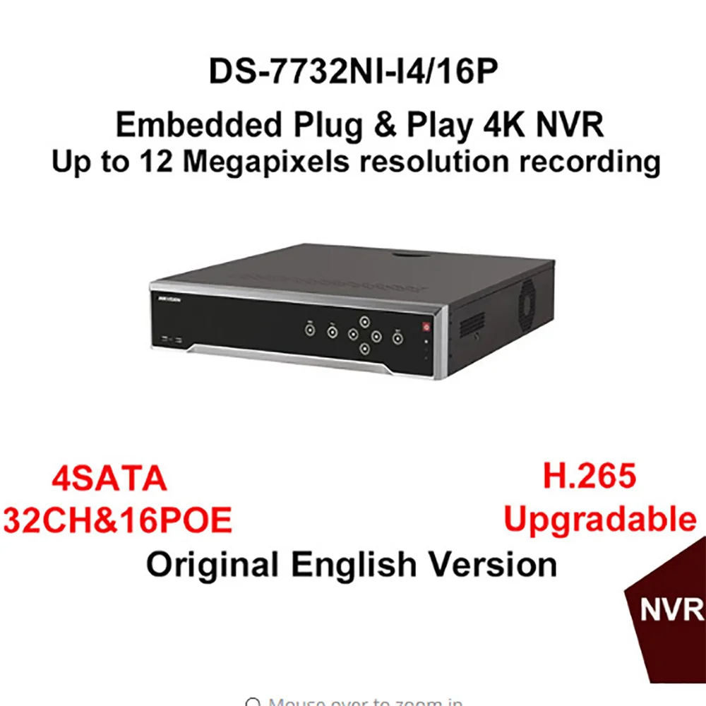 Hikvision ds 7732ni i4/16 P 32CH NVR сигнализации 4 sata H.265 16 POE HDMI до 12 МП CCTV сети видео Регистраторы