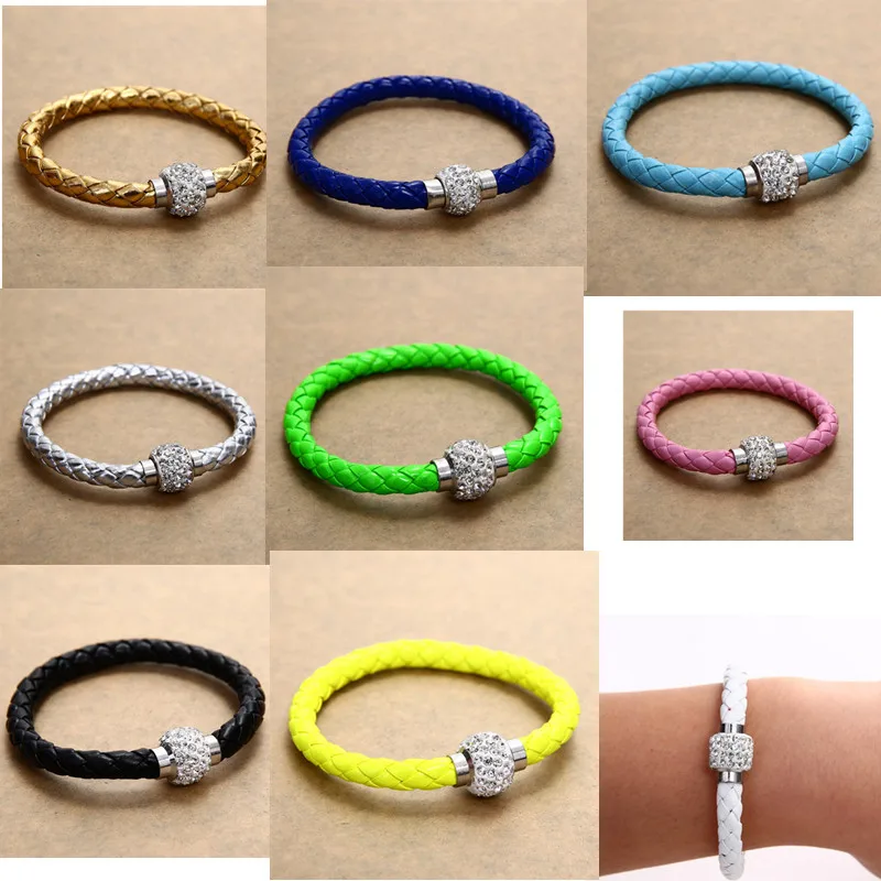 Женский браслет смесь кристаллов кожаный чехол для браслета Запонки панк