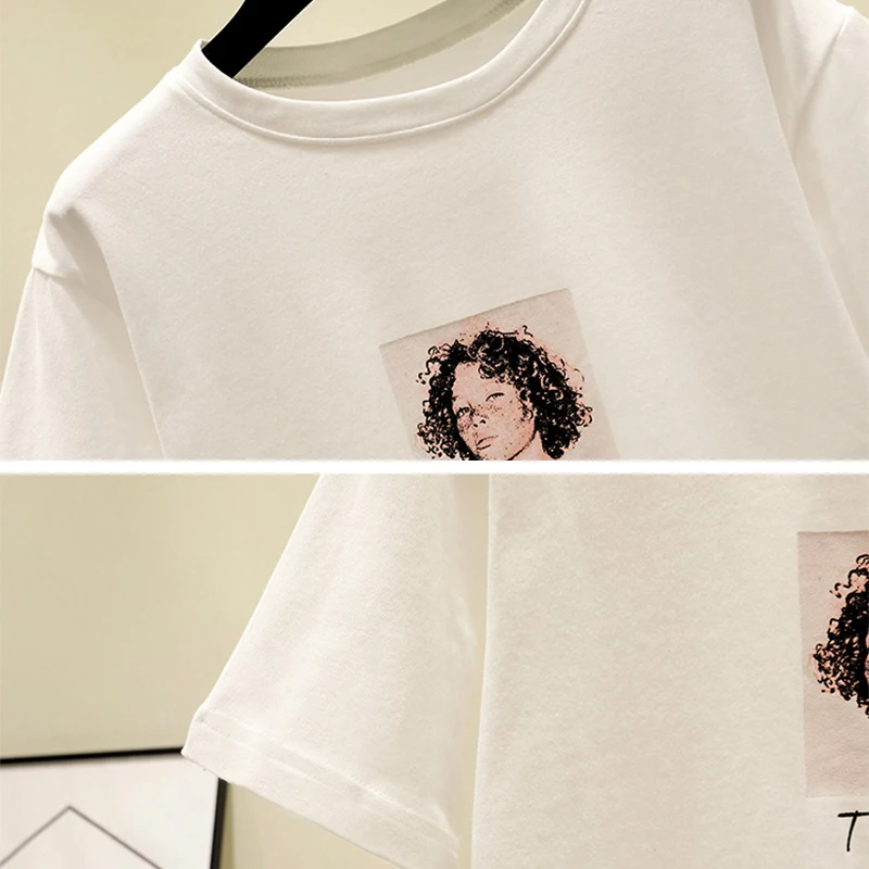 

100% Cotton Print Loose Summer Women T Shirts 2019 Short sleeve Women's clothing Tee Tops Ladies Round neck Basic soft Tshirts