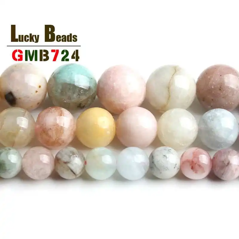 

Round Natural Stone Beads Aquamarines Morganite Jades Loose Beads For Jewelry Making DIY Bracelet Necklace 6/8/10mm 15 Inches