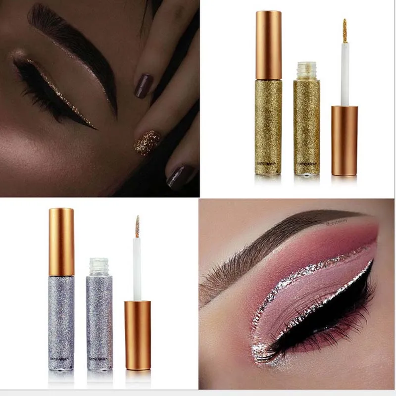 Makeup Eyeliner Liquid Long Lasting Waterproof Shimmer Eyeshadow Golden White Shining Delineador Glitter Eye Liner Cosmetics |