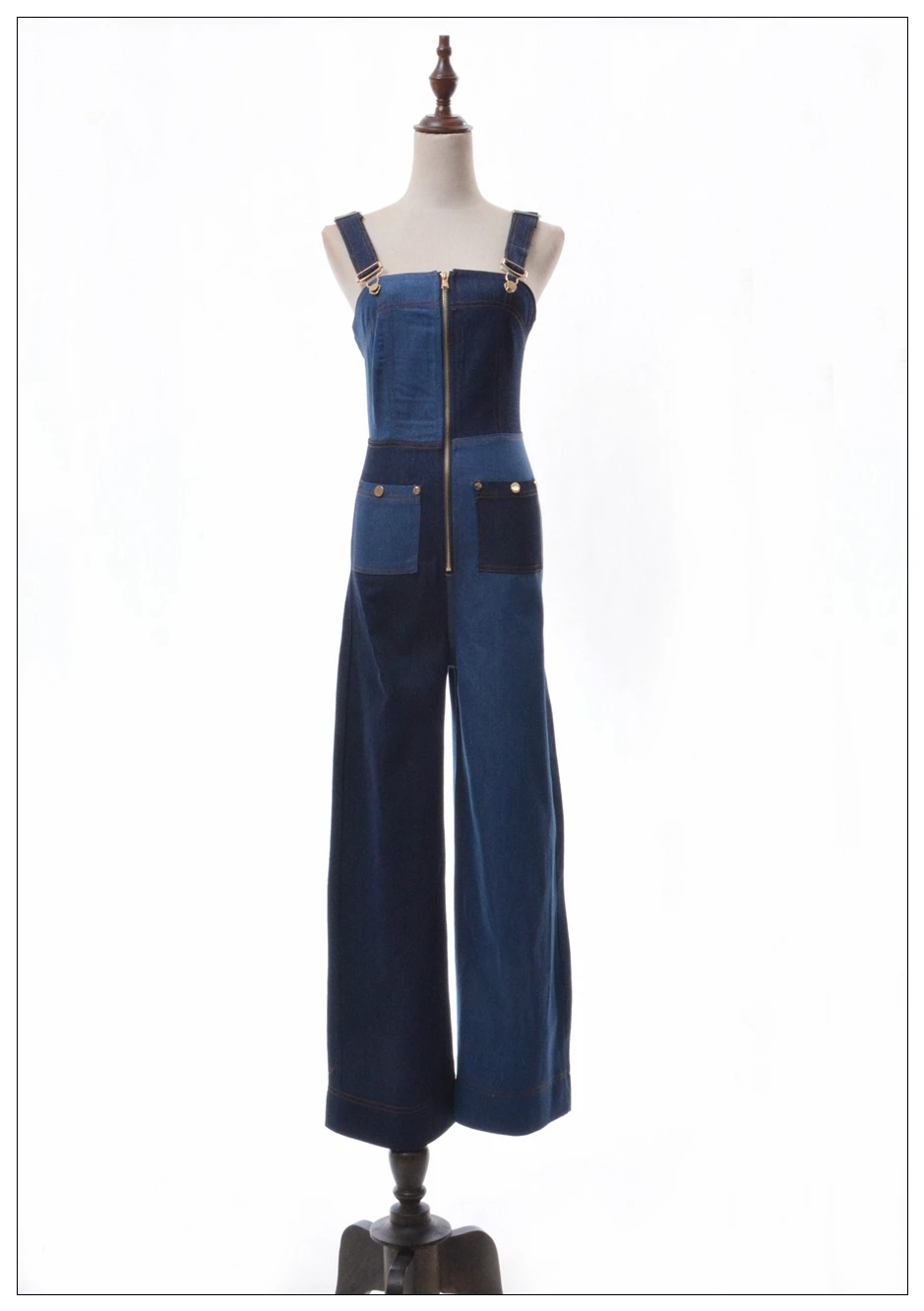 Комбинезон женский комбинезон 2019 весна без бретелек цветной блок джинсовый