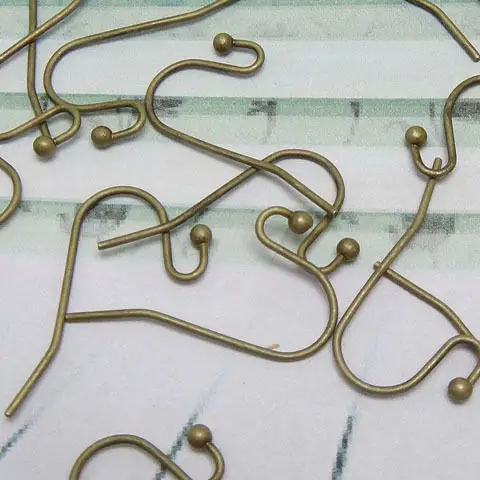 50pcs  ANTIQUE BRONZE , Vintage Earwire, 12*20mm Fishhook  with 3mm ball, Fashion Design Earring Findings