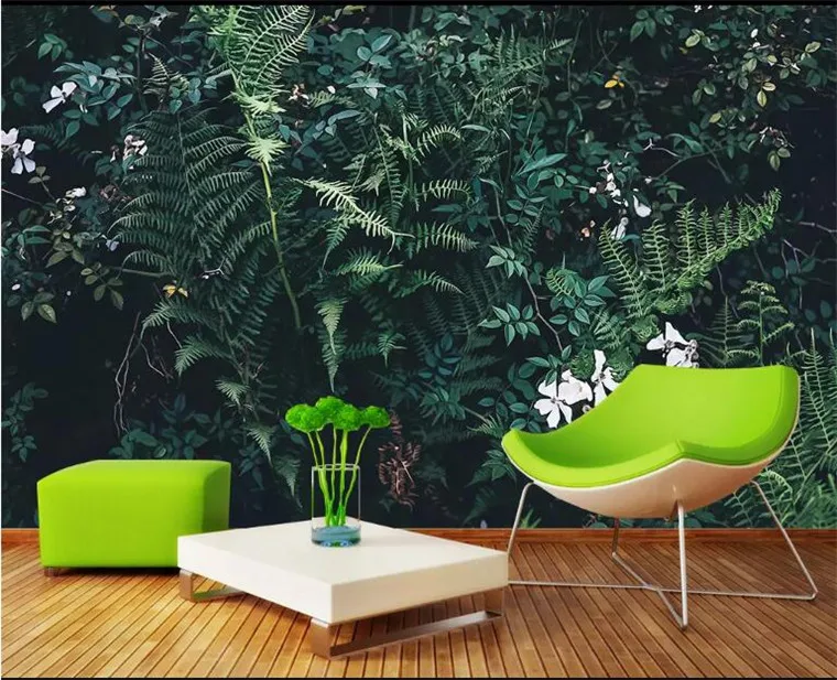 

Green Leaves Wallpaper 3d Wall Murals Wallpaper Bedroom Wall Decor Printed Photo Wall Paper Murals Hand Painting Wall Decals