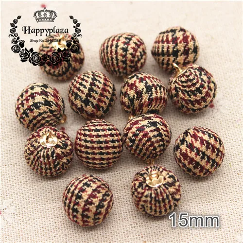 brown beige 20pcs 20 шт 15 мм Ласточка окантовка покрытая тканью, круглая подвеска с бусинами и шариками для самостоятельного изготовления сережек, аксессуары для сережек - Цвет: brown beige 20pcs