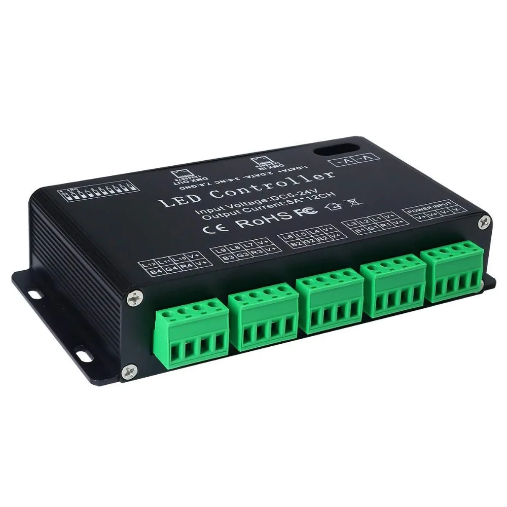 DC5V-24V 6 каналов/12 каналов RGB DMX светодиодный контроллер dmx-декодер драйвер