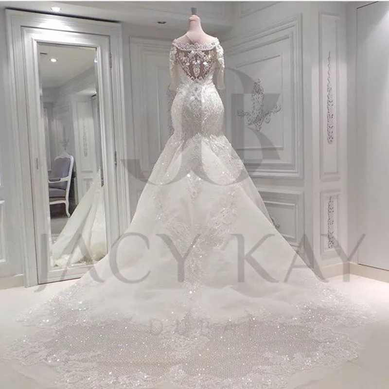 Vestido De Noiva романтическое свадебное платье русалки Новое Кружевное Милое Свадебное платье с часовней и шлейфом Свадебные платья на заказ