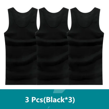 3 Black 3 шт./лот, мужское хлопковое однотонное бесшовное нижнее белье, майки, брендовая одежда, мужская безрукавка, жилет, Удобная майка - Цвет: 3 Black