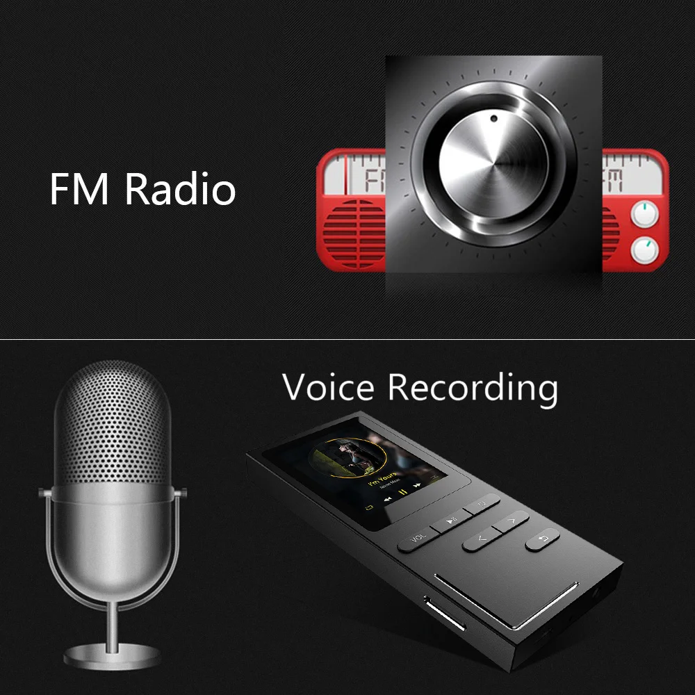 16 Гб MP3-плеер Mp3 музыкальный плеер, полностью металлический mp3-плеер с диктофоном Громкоговоритель Поддержка TF видео электронная книга фотографии