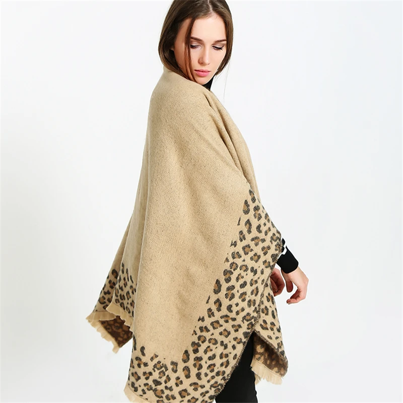 Жаккардовое пончо с леопардовым принтом в европейском стиле накидка леопардовой