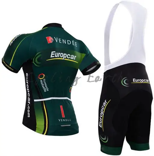 Europcar 2015 короткий рукав Велоспорт Джерси нагрудник шорты велосипедный Набор