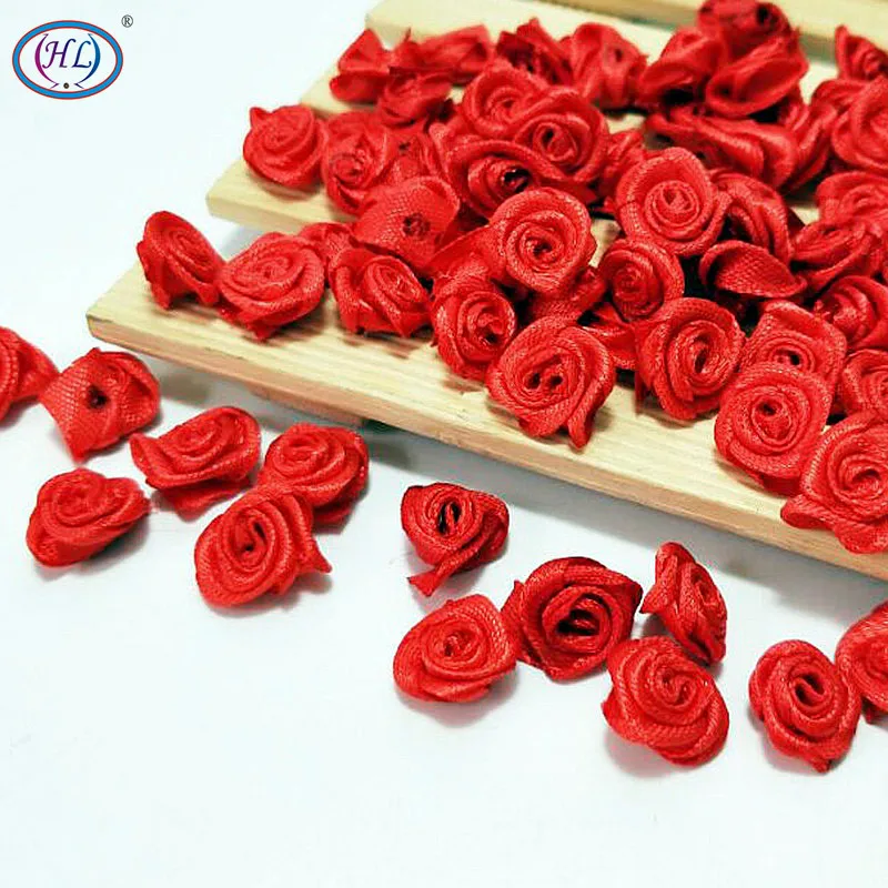 100 шт. красная лента с цветами розы 15 мм A662|flower wedding|flower wedding decorationred ribbon rose |