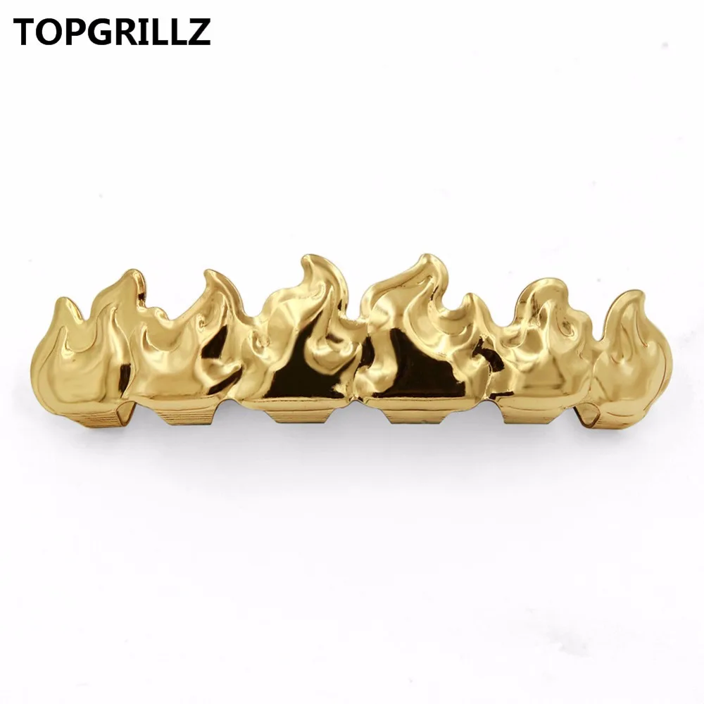 TOPGRILLZ позолоченные хип-хоп ЗУБЫ Grillz пламя лист сверху и снизу гриль набор с силиконовыми вампирскими зубами Рождественский подарок