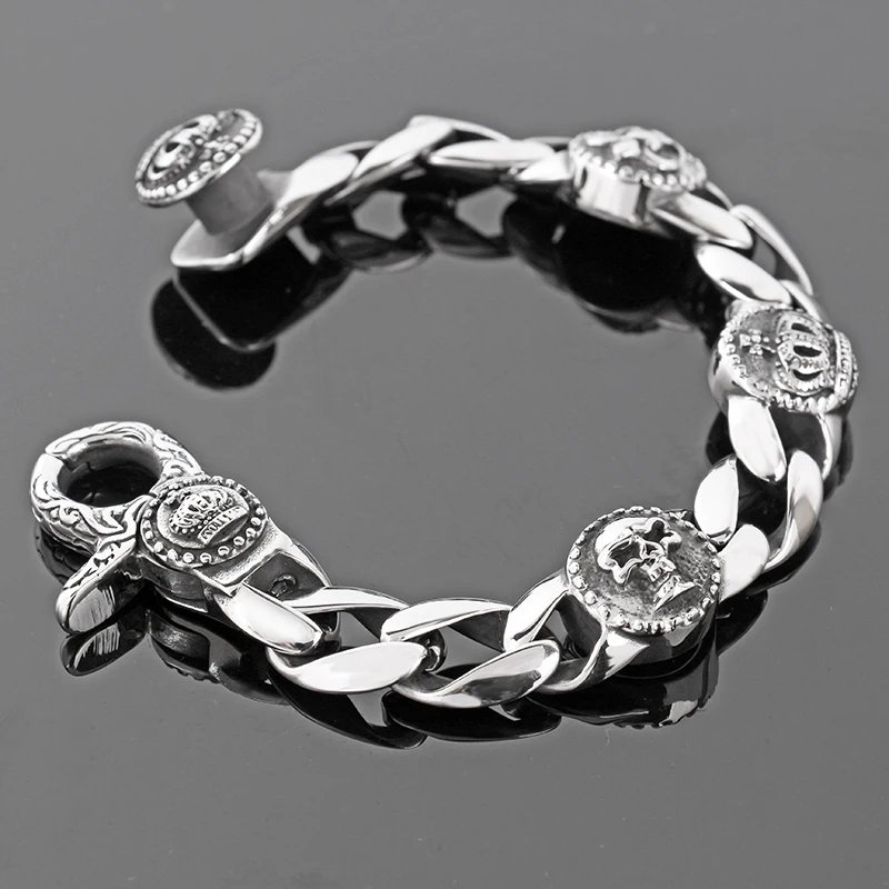 Модные новые звенья цепи браслет из нержавеющей стали для мужчин 17 мм Широкие