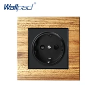 eu german 2 pin socket schuko wallpad luxury wooden panel electric wall power socket electrical outlets for home