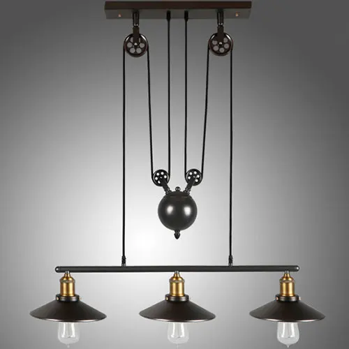 3 Lights Artpad Регулируемый Винтаж потолка-светло-гладить Pully light Главная Кофе Ресторан Гостиная потолочный светильник E27 Edison ЛАМПЫ - Цвет корпуса: 3 Lights