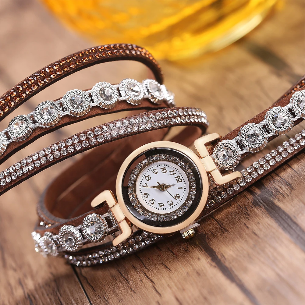 Women Watch Analogue Quartz With Rhinestone Armband Multilayers Bangle Extra Thin Crystal Decorated Heart Shape Casu | Украшения и