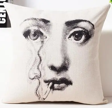 Винтажный Декор Fornasetti Подушка знаменитая красота для женщин маска для лица художественная льняная декоративная подушка Ретро стиль для дома аксессуары - Цвет: A14