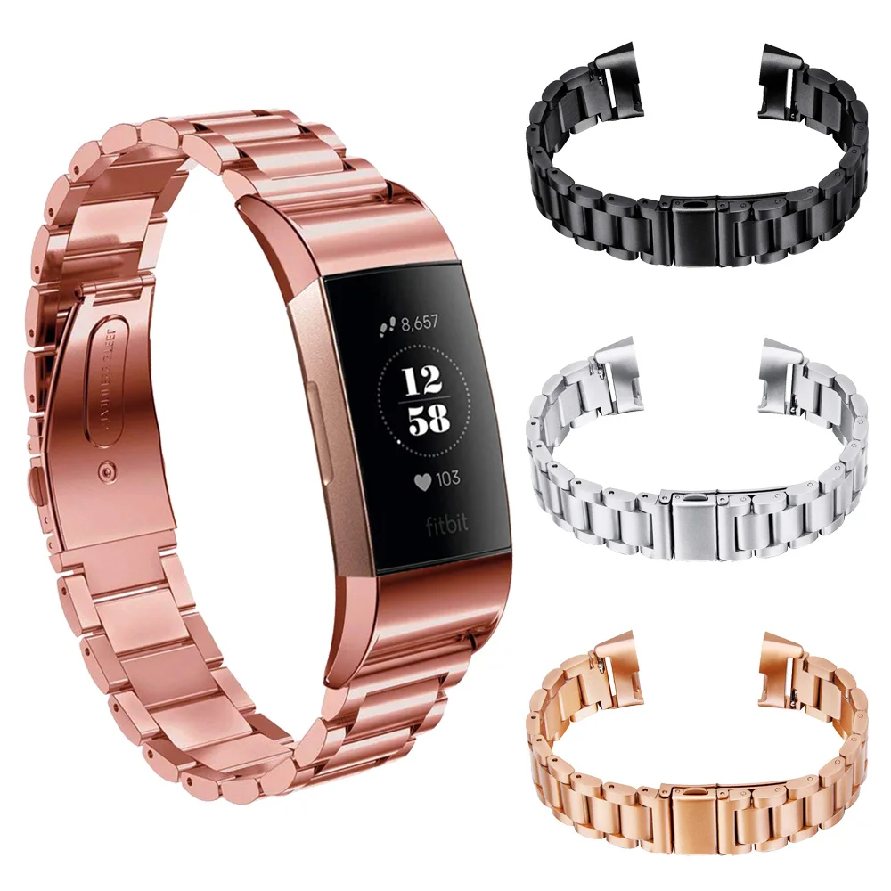 Yuedaer металлический ремешок для Fitbit Charge 3 ремешок для Fitbit Charge 3 сменный ремешок для смарт-часов Рогатка Пряжка твердый металлический ремень