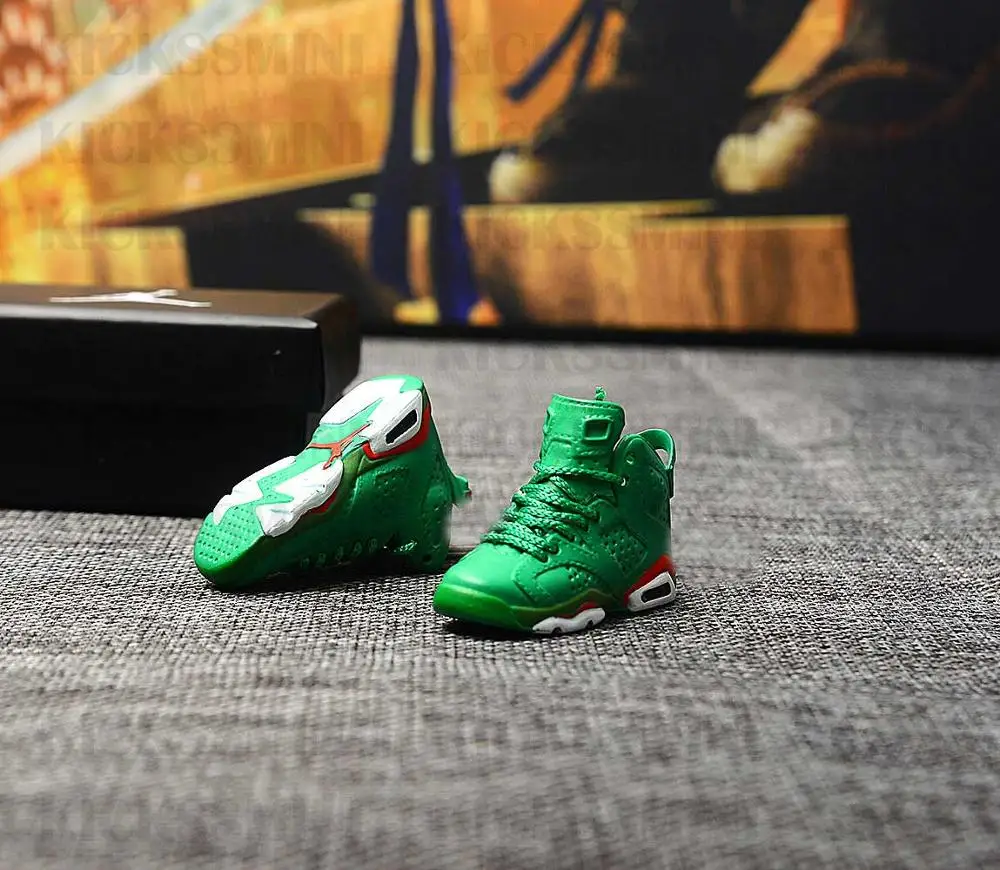 Дропшиппинг Air Jordan 6 Gatorade кроссовки брелки 1/6 масштаб 3D мини-кроссовки JORDAN Брелок Кукла аксессуар