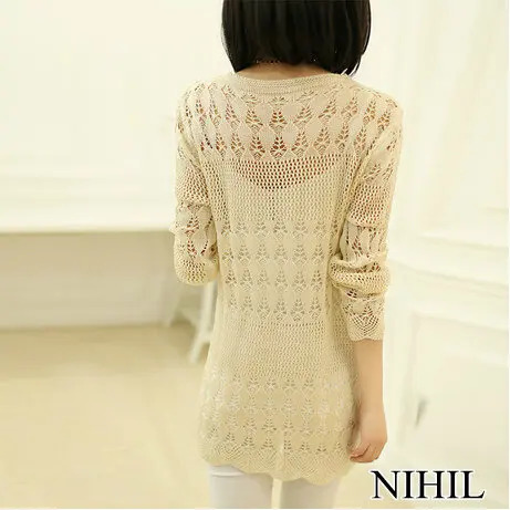 Plus Size Long Cardigans New Knitted Sweaters 2016 Women Fashion Lace Cardigan Hollow out Crochet Casual Blouses Autumn Sweater |