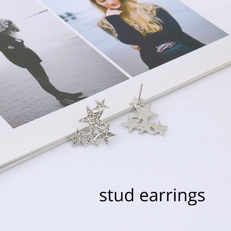 silver stud Клипсы для ушей в форме звезды, не прокалываются, крошечная звезда, луна, клипсы для женщин, на каждый день, для подростков, для Дня матери, подарок на день рождения, ювелирное изделие - Окраска металла: silver stud