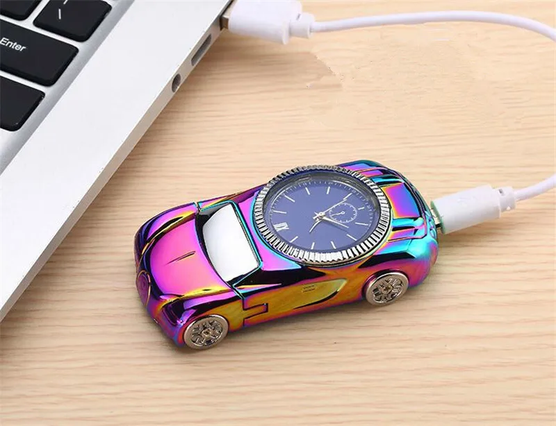 COXRY USB зарядка беспламенная Зажигалка Золотая Модель автомобиля мужские часы 2021