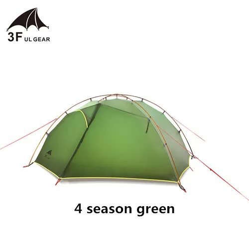 4 season green 3F UL GEAR Зеленый и Белый 4 палатка для кемпинга сезонная 15D нейлоновые двойные слойные водонепроницаемые палатки для 2 человек - Цвет: 4 season green
