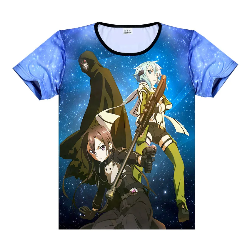 Sword Art Online T-shirt Asuna Kirito Kirigaya Kazuto SAO Cosplay Costume Anime Fashion Men Women T Shirt Tees New Cool Design | Мужская