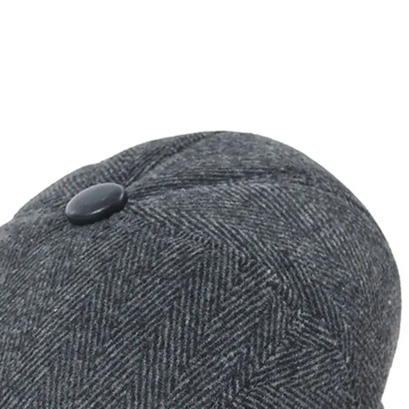 

Men Woolen Newsboy Cap Autumn Winter Thick Warm Ear Caring Worsted Papa's Long Hunting Caps