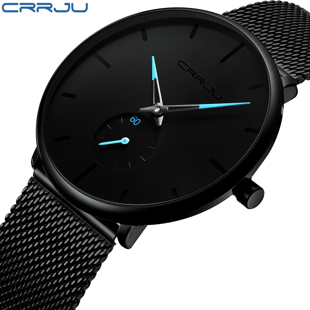 CRRJU reloj hombre 2019 мужские часы лучший бренд класса люкс кварцевые Дата сталь