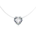Цепочка Dayoff N22 Женская, прозрачное ожерелье с подвеской в форме сердца из циркония, ювелирное украшение, невидимое ожерелье для рыбалки, подвеска до ключиц