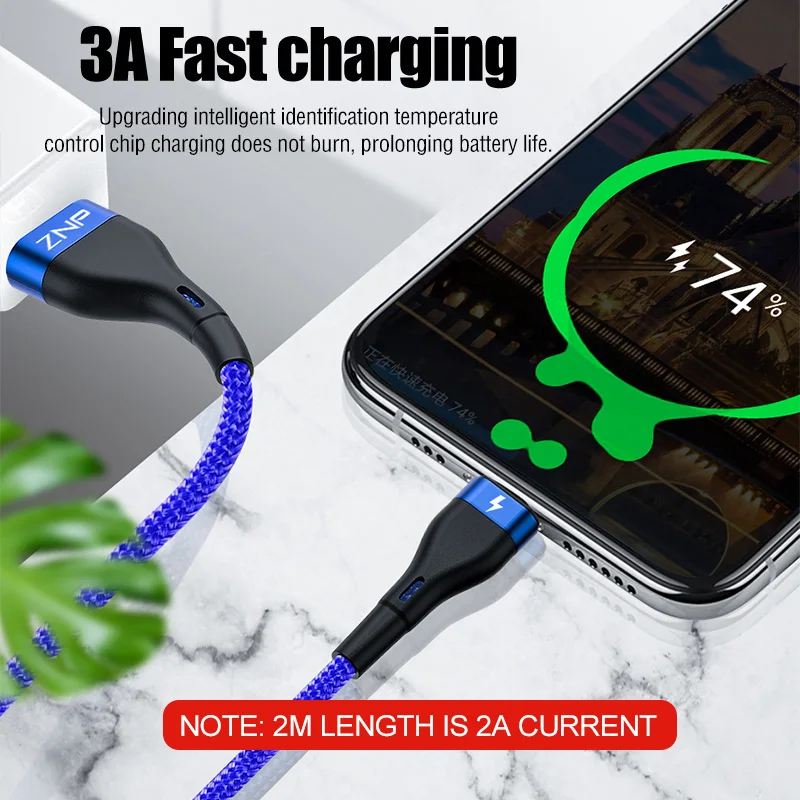 ZNP usb type-C кабель для samsung S10 S9 S8 A50 Xiaomi Redmi Note 7 Быстрая зарядка USB-C зарядное устройство для мобильного телефона USBC type-C кабель