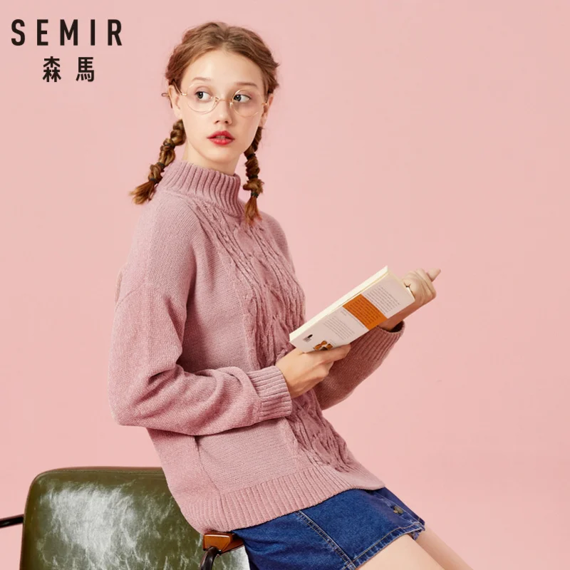Женский трикотажный свитер-водолазка SEMIR свитер с заниженными плечами и