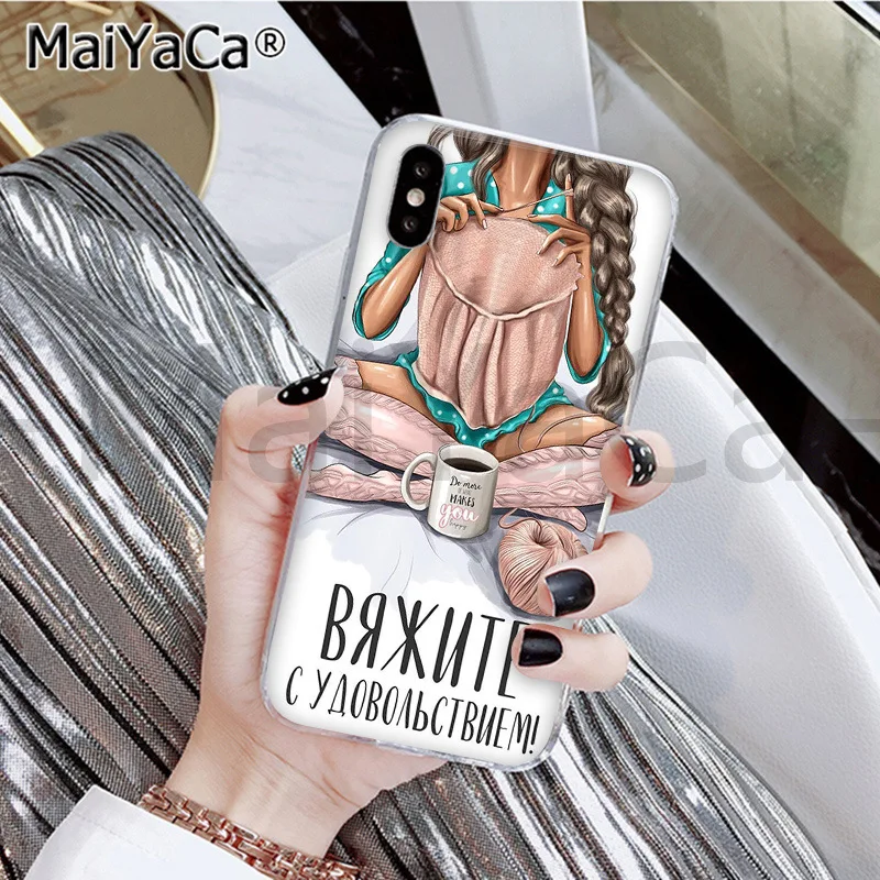 MaiYaCa VOGUE Рождество принцесса девушка кошка черный чехол для телефона для iphone 11 pro X XS MAX 66S 7 7plus 8 8Plus 5S SE XR - Цвет: A8