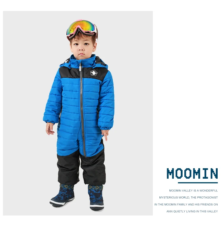 Moomin muumi blue winter overall boys winter jumpsuit waterproof 160cm warm boys winter overall kid-20 degree cartoon overall