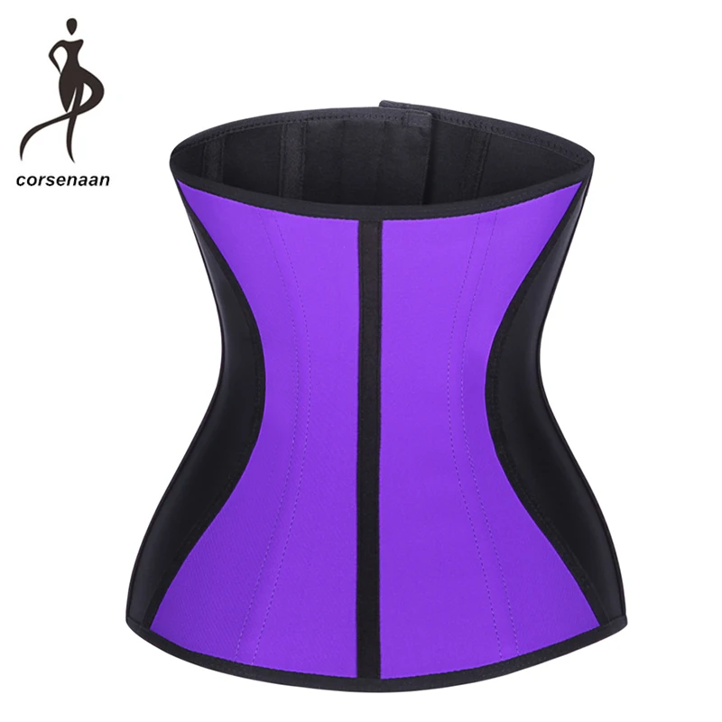 Purple Blue Pink Nude Women's Slimming Waist Cincher 9 Steel Boned Corset Latex Trainer Body Shaper For Weight Loss 628# | Женская