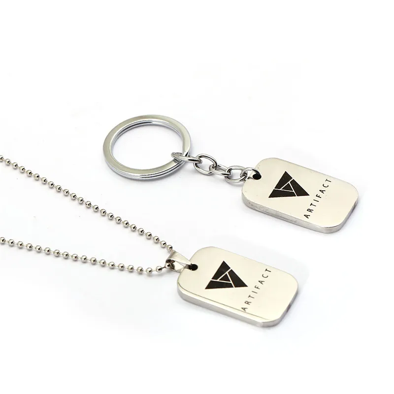 

New Game DOTA 2 ARTIFACT Keychain Logo Dog Tag Key Ring Key Chain Men Car Women Bag Jewelry Chaveiro llaveros