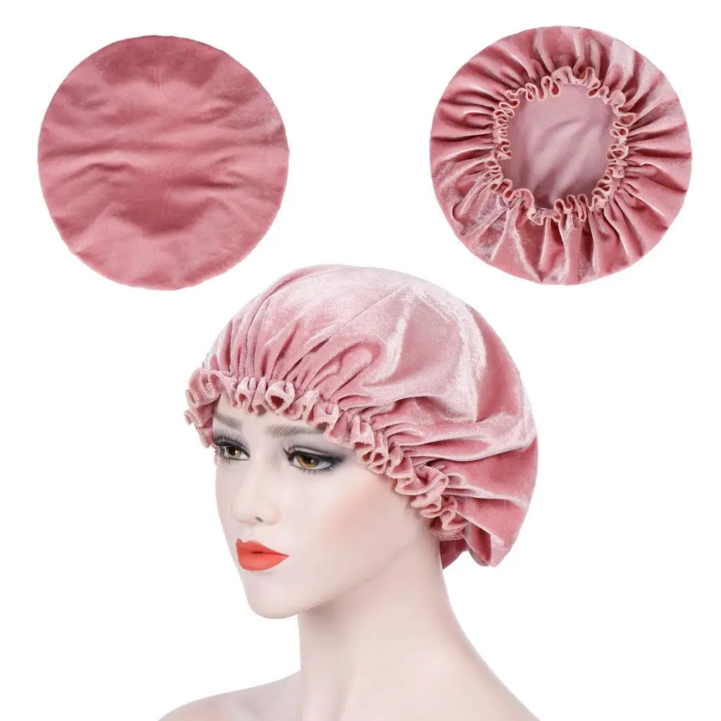 Женская бархатная Кепка для ночного сна уход за волосами шляпа головной убор