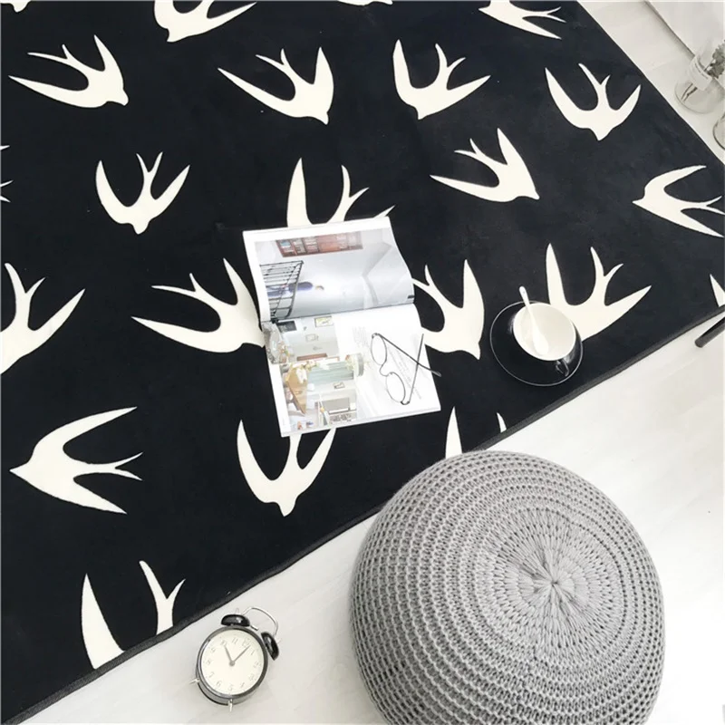 Модный черный белый лист стрела для гостиной спальни декоративный ковер ванной