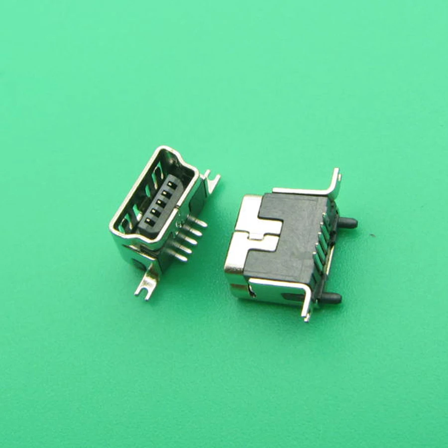 10 шт. мини-USB Тип B гнездо 5-контактный DIP вертикальные ножки PCB 180 градусов разъем V3