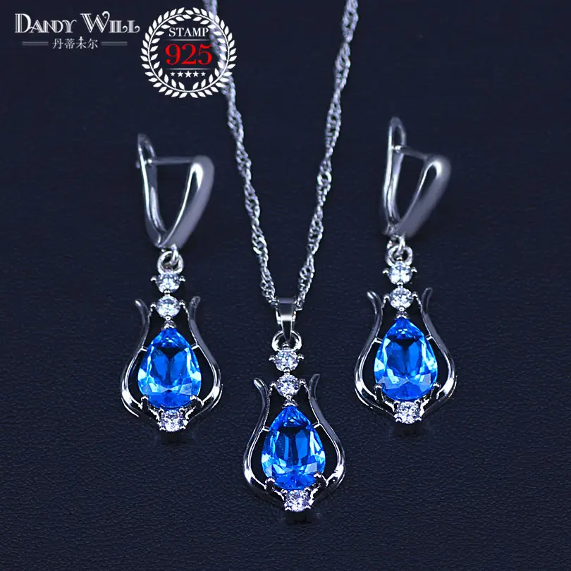 Three Piece Серебро 925, ювелирный набор для женщин, модное бисерное ожерелье, серьги-капли, кольцо, 4 шт., свадебный костюм, ювелирные наборы, украшения - Окраска металла: Three Piece
