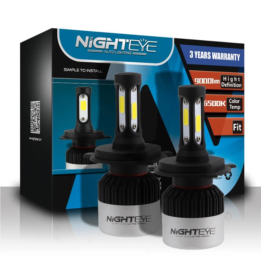 Nighteye 9000лм H7 H11 9005 9006 H1 H4 9003 Автомобильные светодиодные фары противотуманные фары передние лампочки canbus безотказные матовые