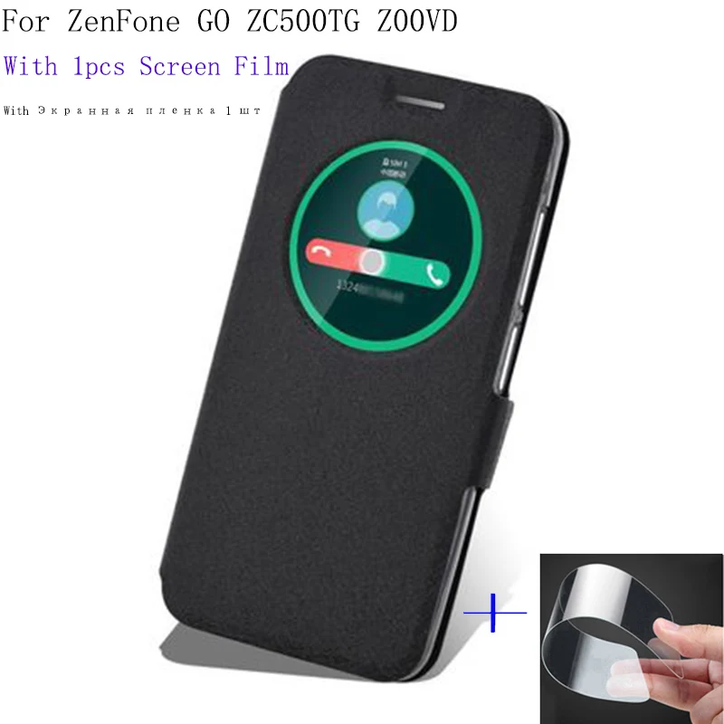 Чехол для ASUS ZenFone GO ZC500TG Z00VD с окошком и Откидывающейся Крышкой из искусственной