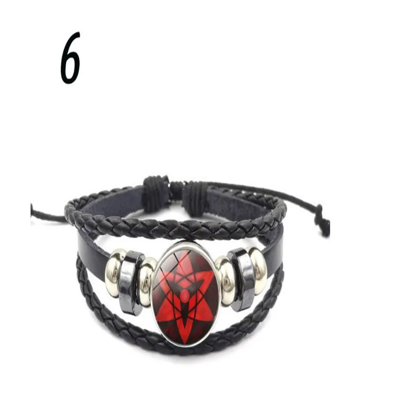 style 6 Uchiha Clan Rinnegan Sharingan Eye Bracelet Anime Naruto Braided Leather Bracelet Cosplay Jewelry A912 - Цвет: style 6