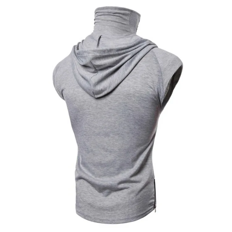 Мужская эластичная футболка с капюшоном для фитнеса Облегающая