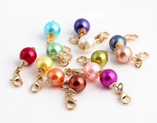 Круглые жемчужные подвески 20 шт./лот разных цветов бусины с застежкой карабином